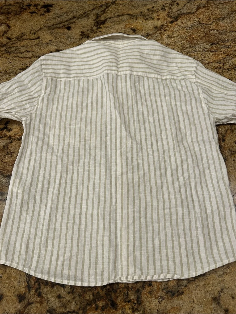 Zara Beige and White Striped Button-Down Shirt